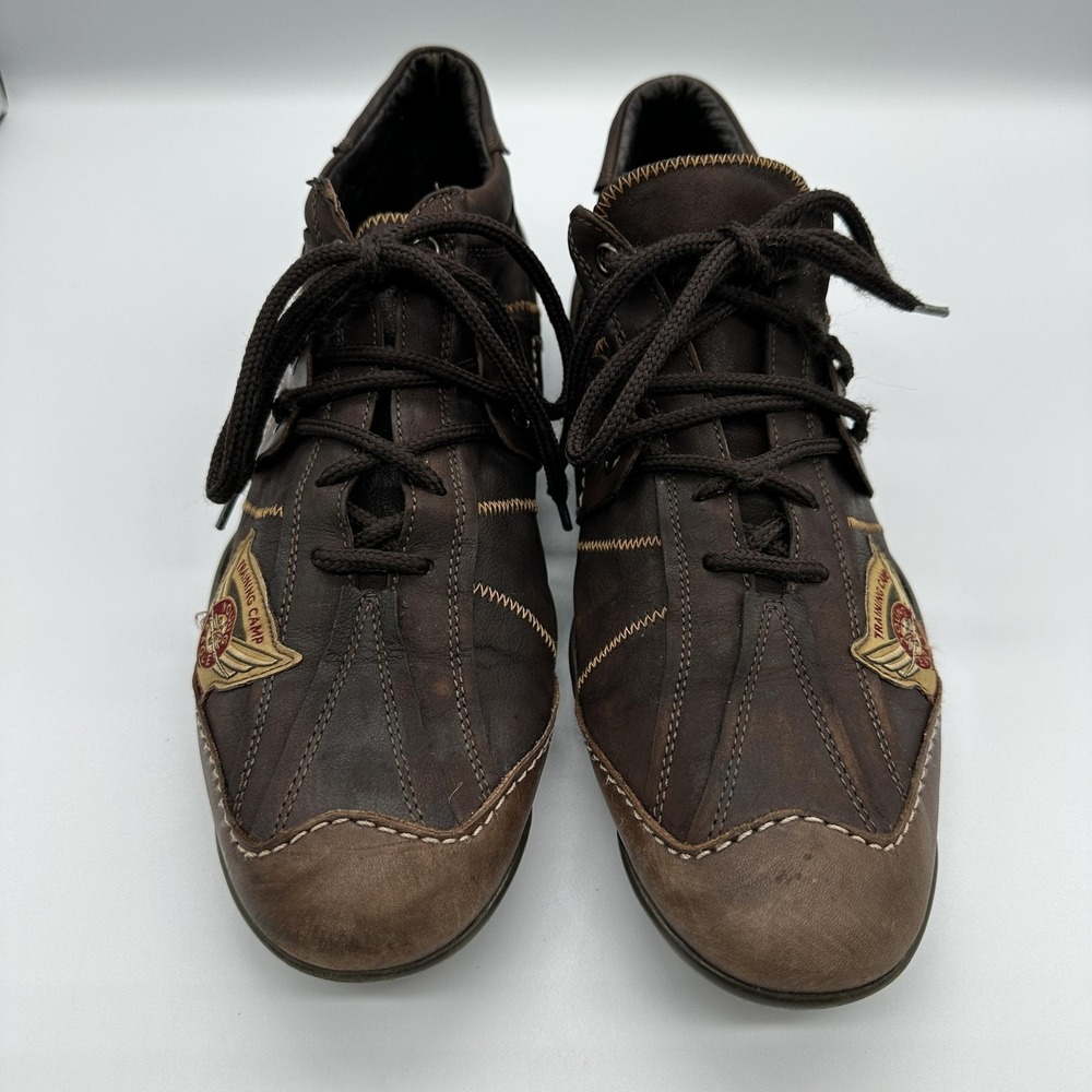 Bacco Bucci Shoes Mens Size 9.5 Brown Leather Eagle Logo Casual Sneakers Italy